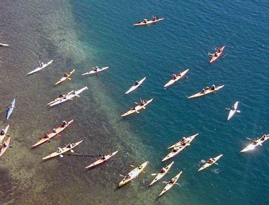 Kayakistas en Bariloche