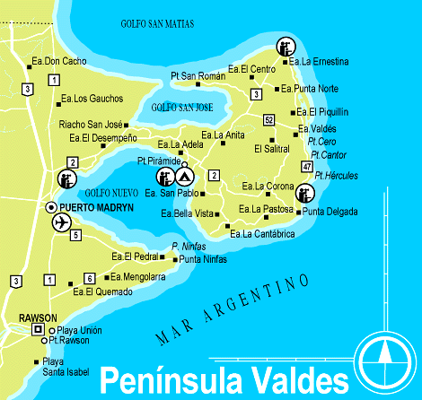 Penísula Valdés, mapa