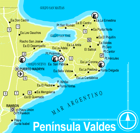 Pensula Valds, mapa